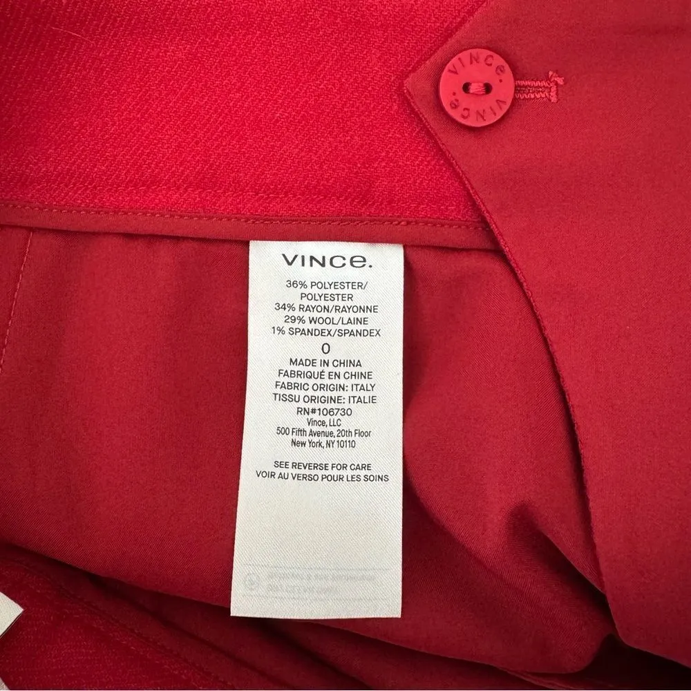 Vince Flannel Tailored Wool Blend Pants in Crimson Red Size 0 XS - Image 13