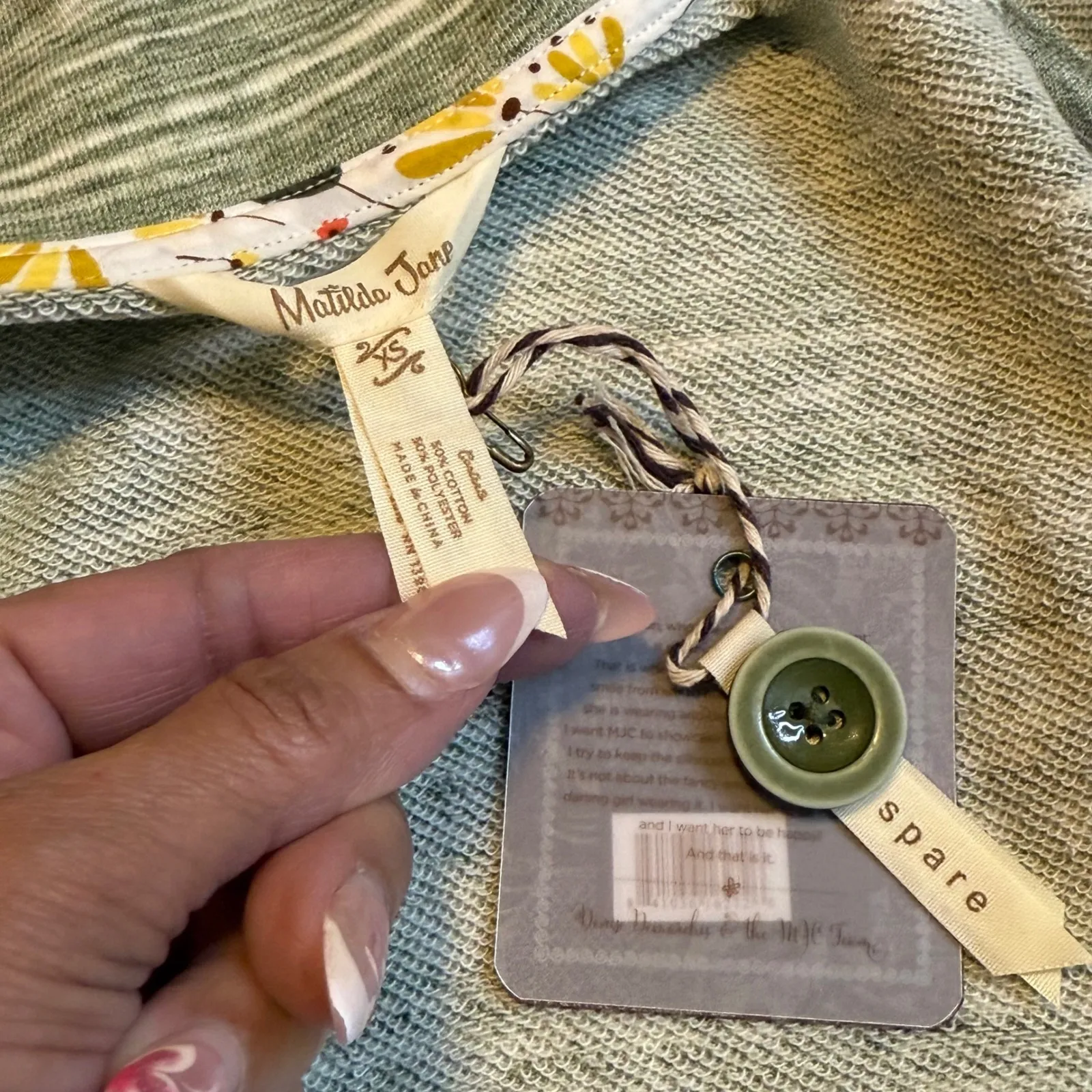 Matilda Jane NEW Out The Door Knit Vest Green Button Front Collar Pocket Size XS - Image 9