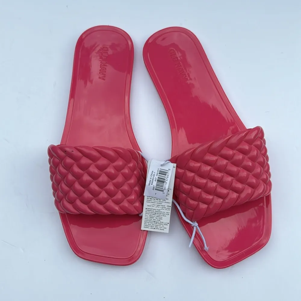 Old Navy Women’s Quilted Jelly  Slide Sandals Polarized Pink NWT Sz 7 - Image 3