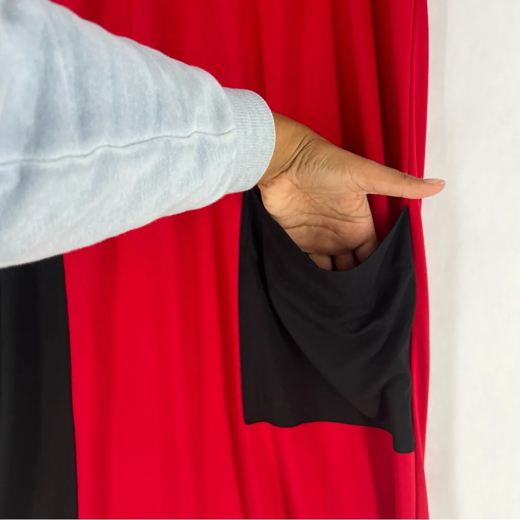 Crazy Line Lagenlook Red & Black Colorblock Patch Pocket V - Image 5