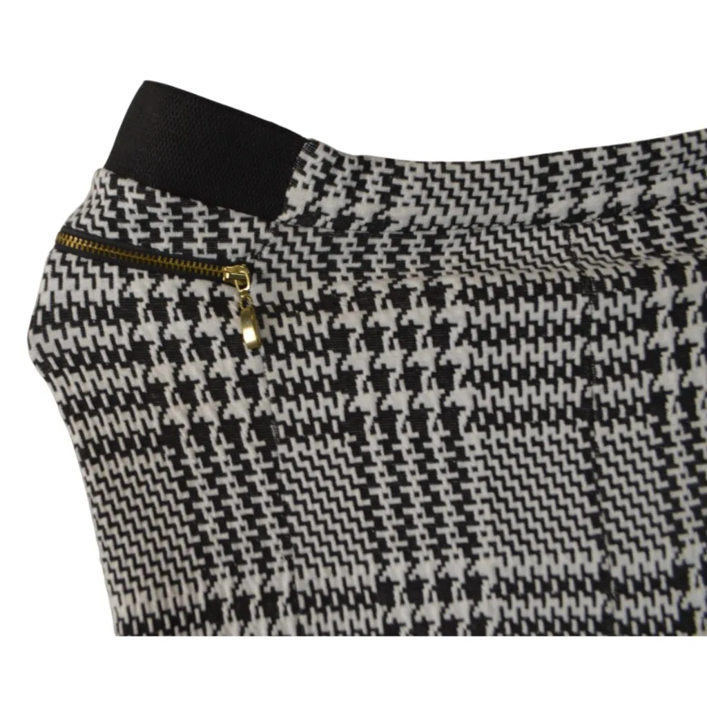 River Island Black White Check Trousers Zip Detail UK 14 US 10 - Image 5