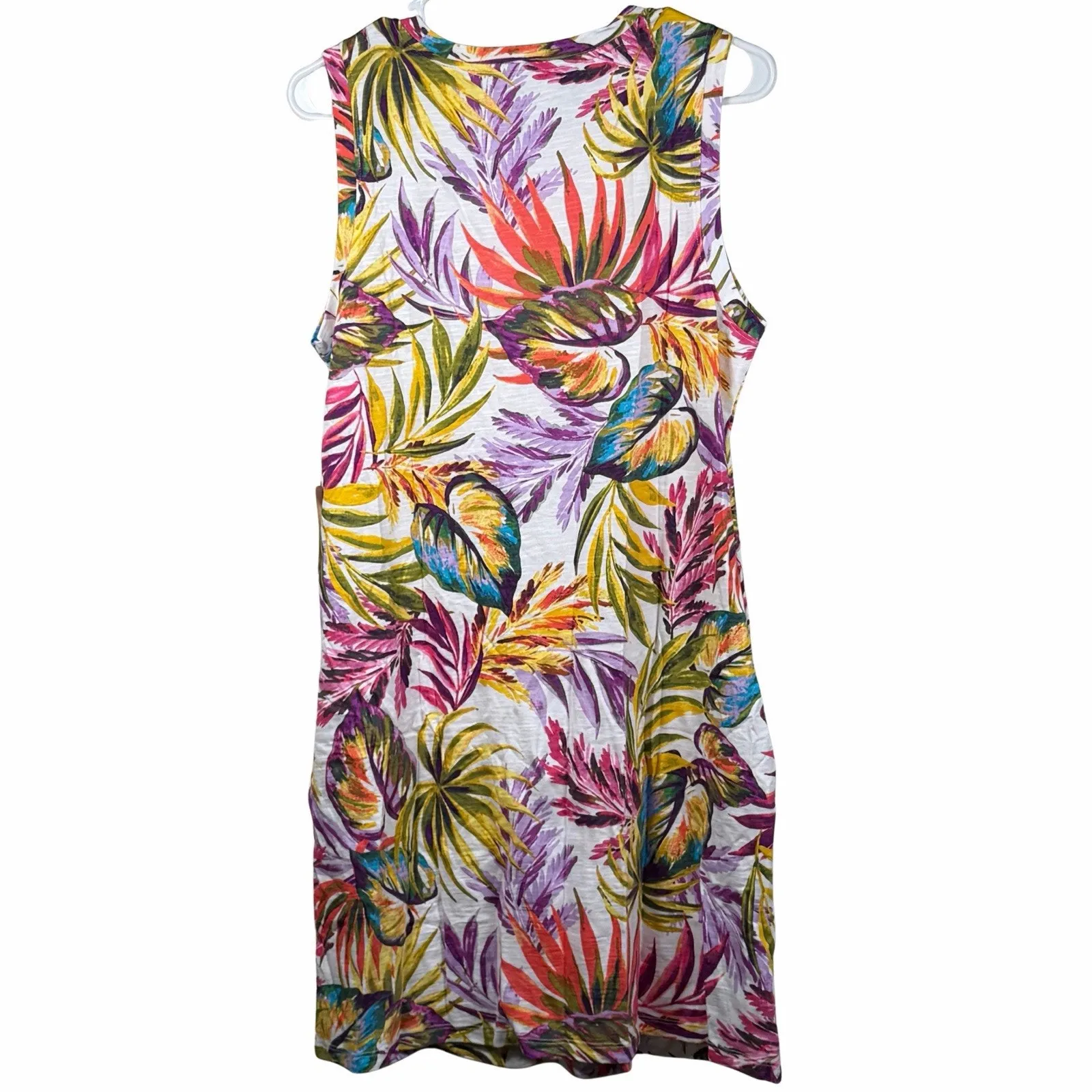 St. John's Bay Dress Women's Medium Sleeveless Shift Dress Multi Color Tropical - Image 2