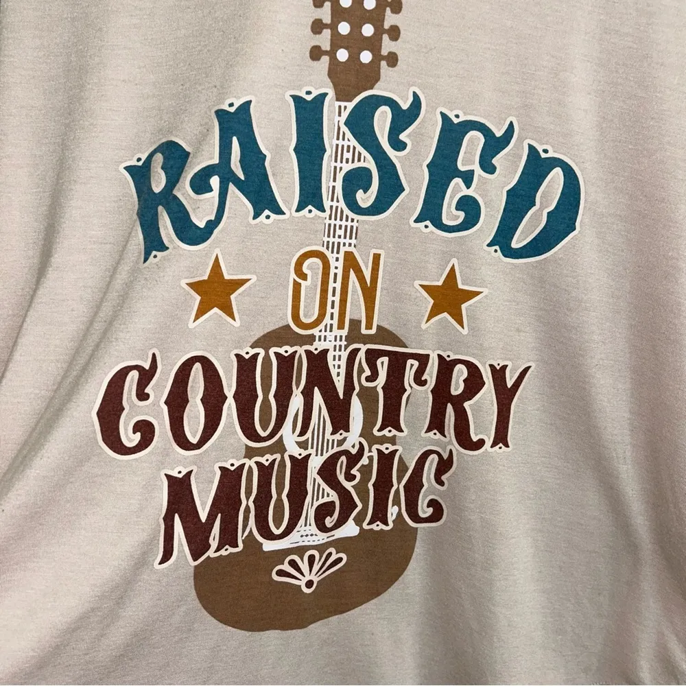 Wanderer by Southern Grace Raised on country music, baseball Tee women M - Image 3