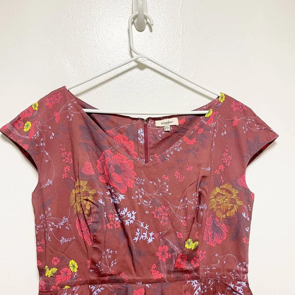 New! Timeless London Red Short Sleeve Floral Dress Size 12 - Image 6