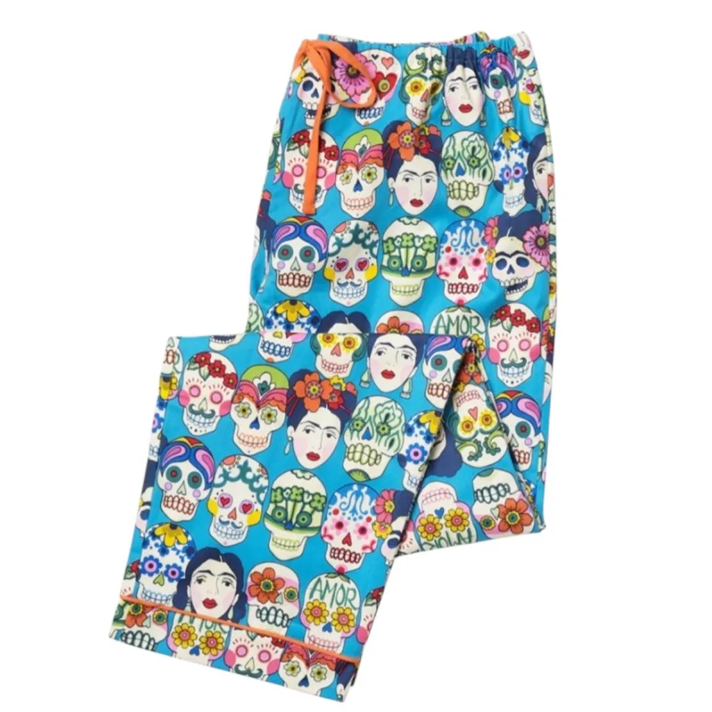 The Cat's Pajamas Women's Frida Cotton Poplin Pajama Pant Blue Size S - Image 2