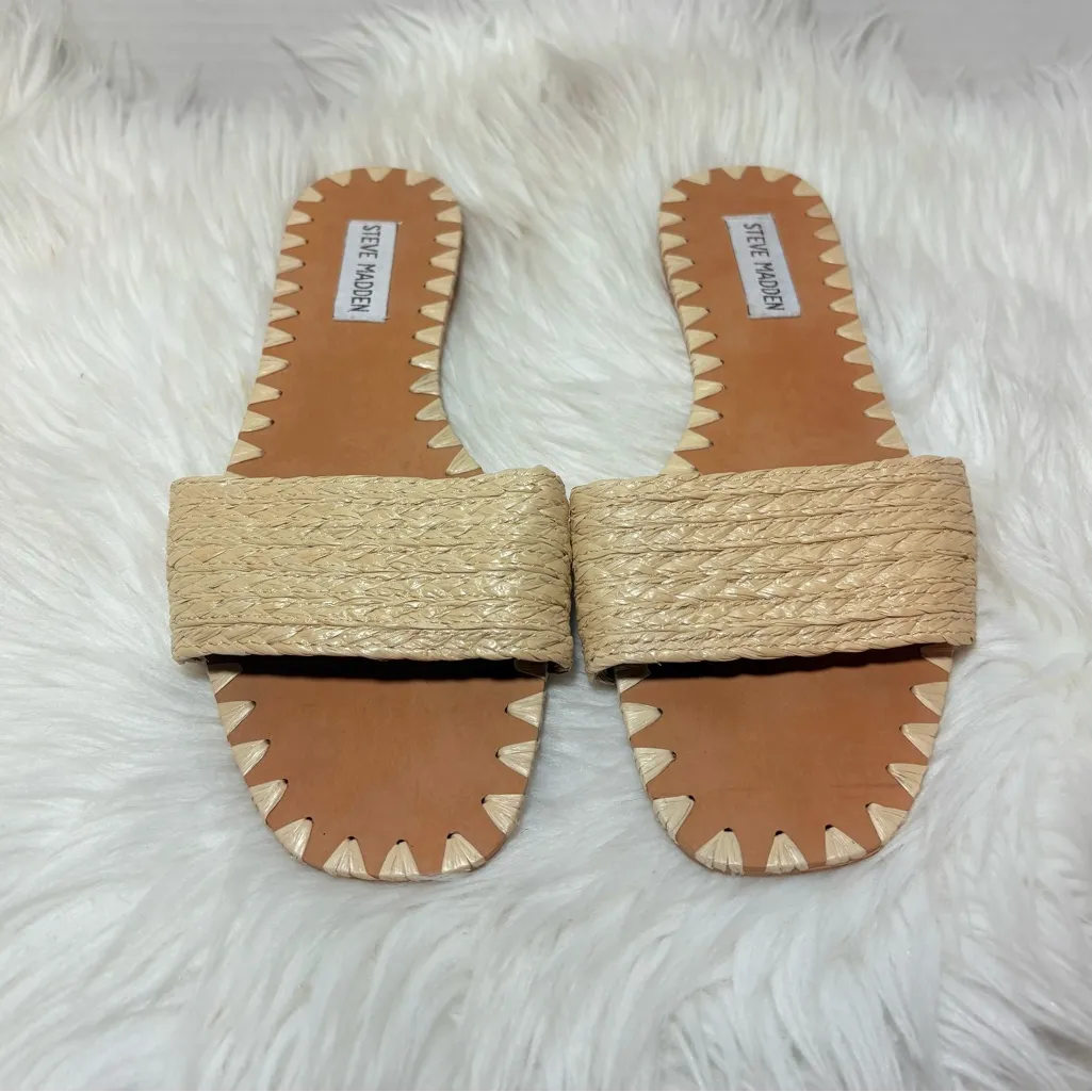 STEVE MADDEN Starfish Straw Woven Strap Sandals - Image 5