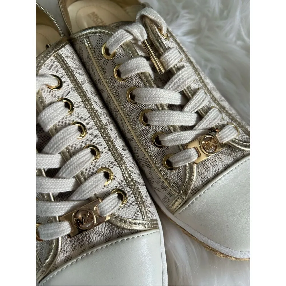 MICHAEL KORS Women's MK Signature Kristy Espadrille Flat Sneakers US Size 7M whi - Image 7