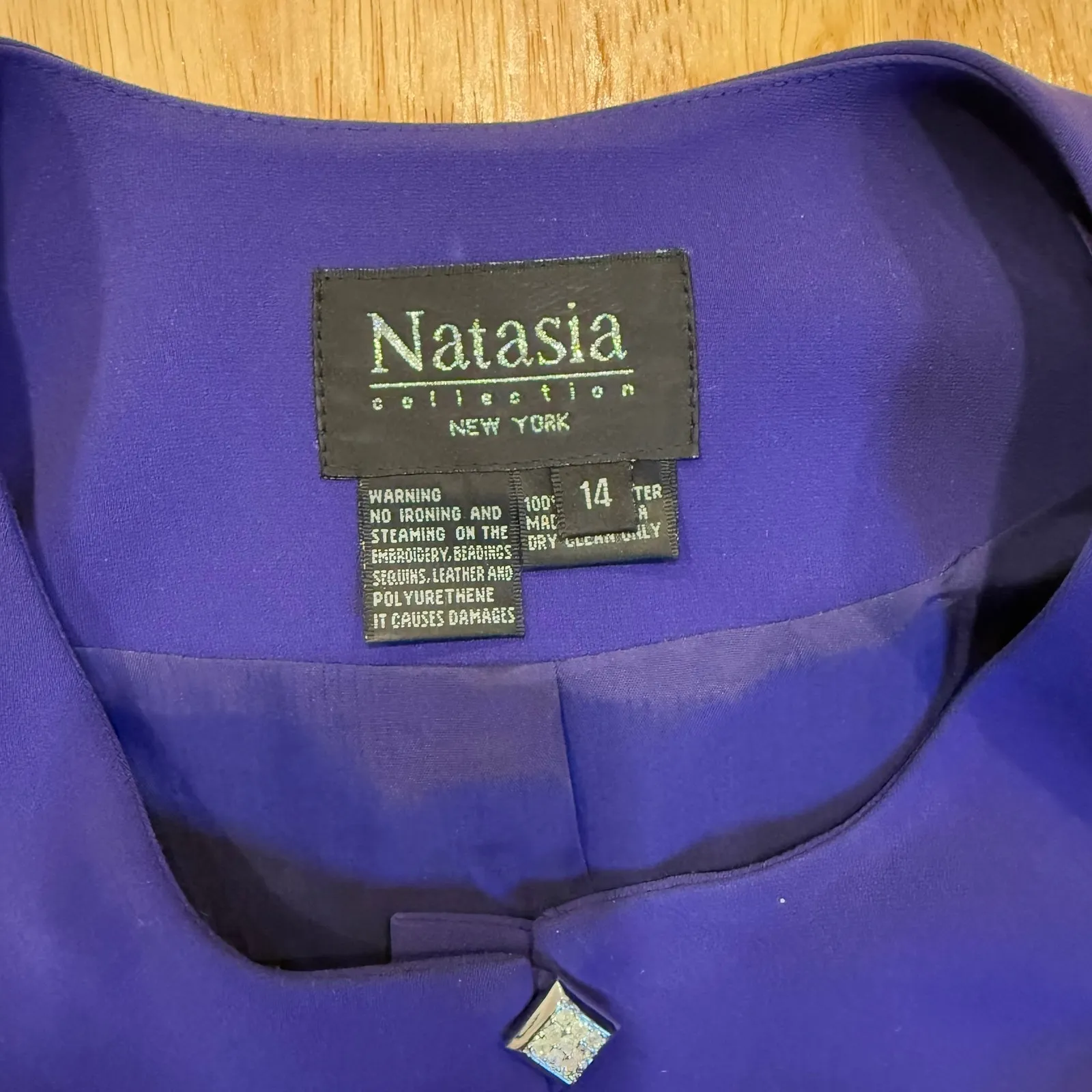 Natasia Vintage Suit Set Skirt Scarf jacket size‎ 14 Purple Size XL - Image 4