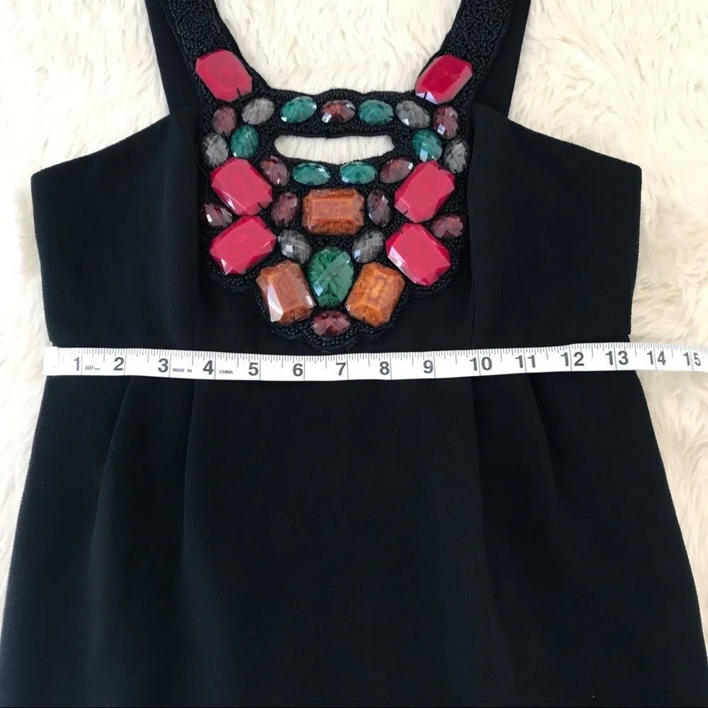 SHOSHANNA Black Mini Cocktail Dress‎ Sleeveless Beaded Neckline Sheath Size 0 - Image 13