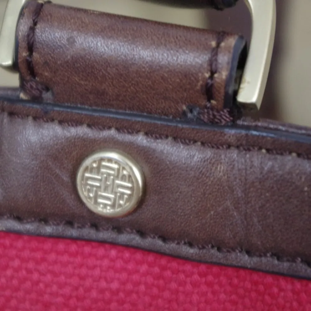 Cole Haan Red Canvas Tote Bag With Leather Trim - Image 7