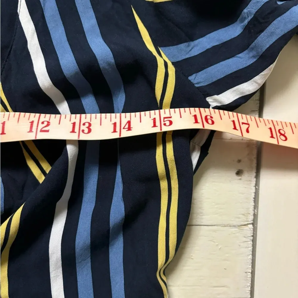 Abercrombie & Fitch Romper Size XS Petite Shorts Striped Blue Yellow Jumper - Image 5