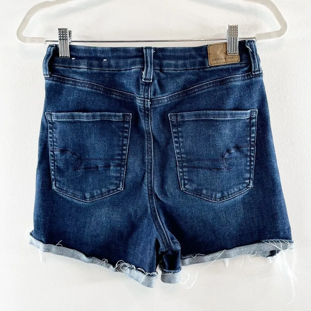 American Eagle Curvy Super High Rise Shortie Jean Denim Shorts Blue 8 - Image 9