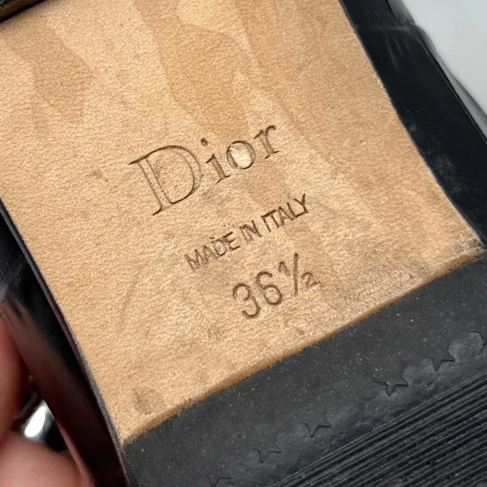 Christian Dior Tresor Croc Crystal Charm Embellished Leather Loafer Flats Black - Image 9