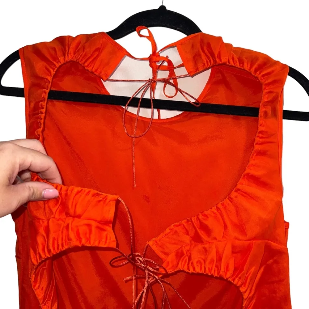 Fang Draped Open Back Sleeveless Midi Dress Orange - Image 9