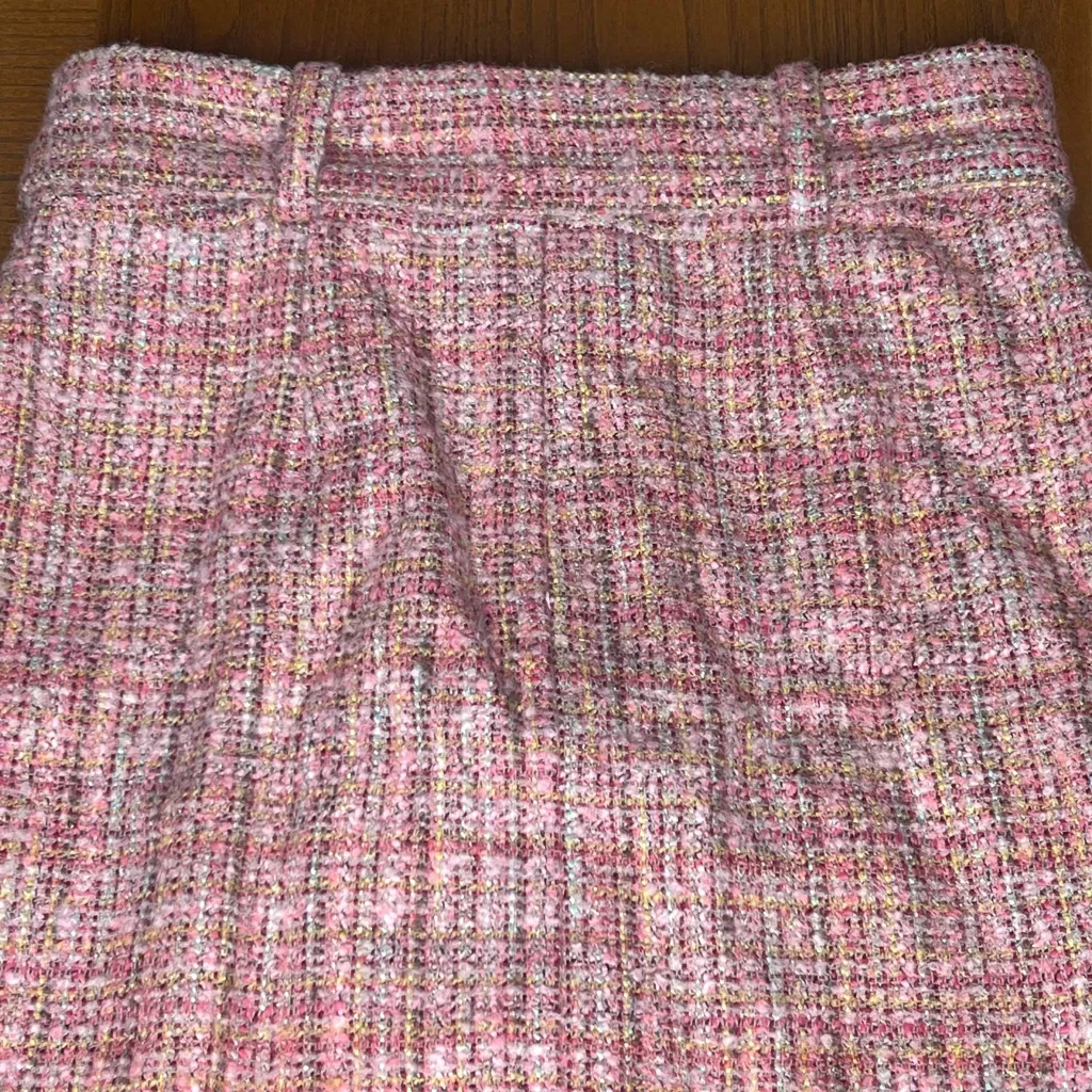 Lovers + Friends REVOLVE Amira Notched Front Tweed Mini Skirt‎ Belt Pink Size XS - Image 14
