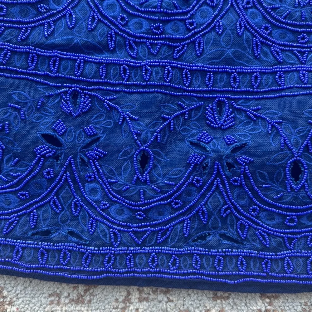 Jigsaw Beaded Linen Mini Skirt Blue 10 - Image 2