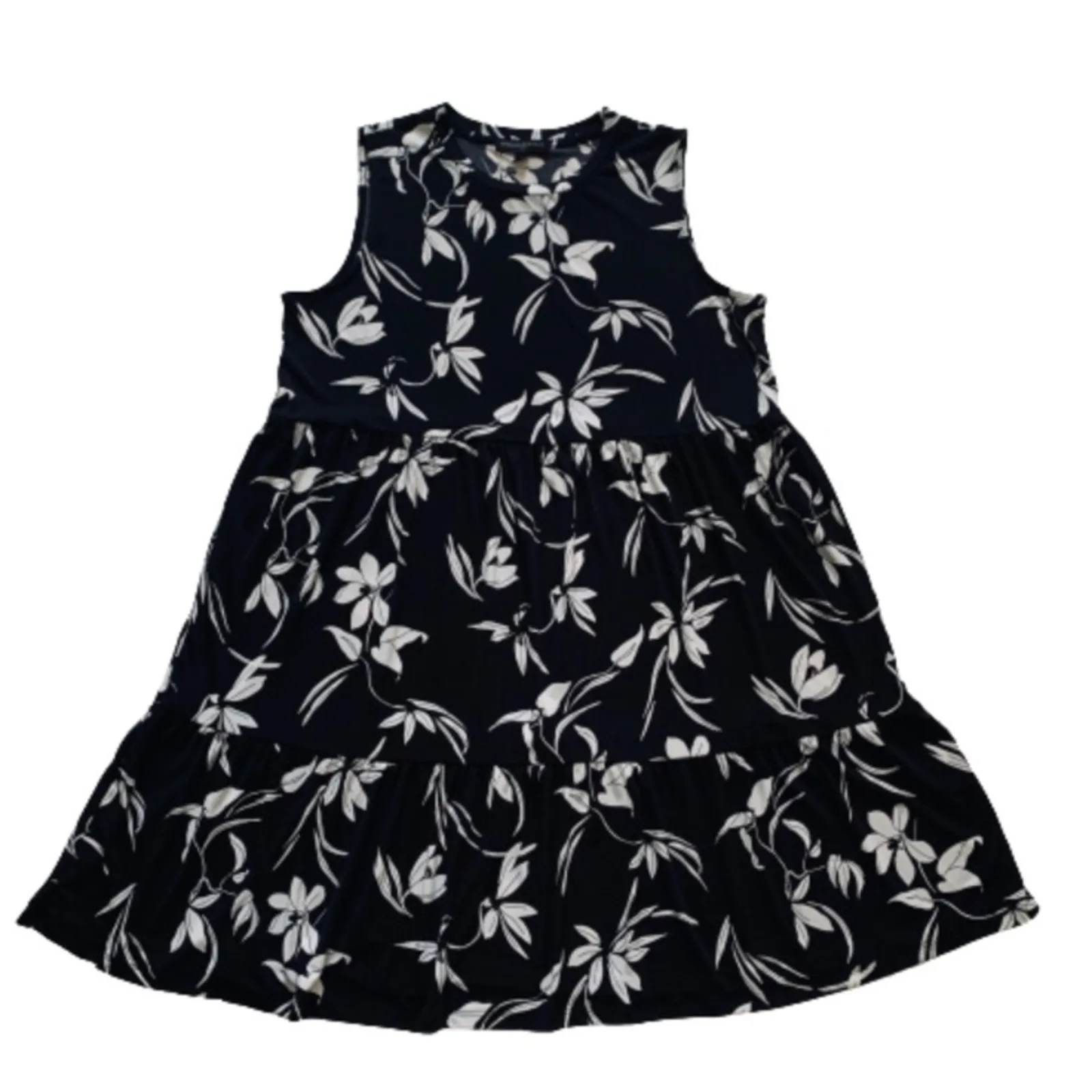 Banana Republic Dress Black White Floral Print Sleeveless Casual Dress Medium - Image 7