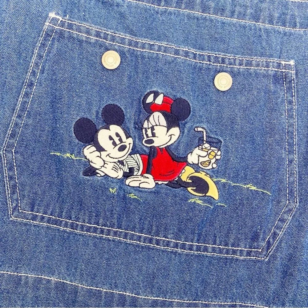 Store Vintage Denim Mickey Mouse American Sport Overall Bib Shortalls - Image 4