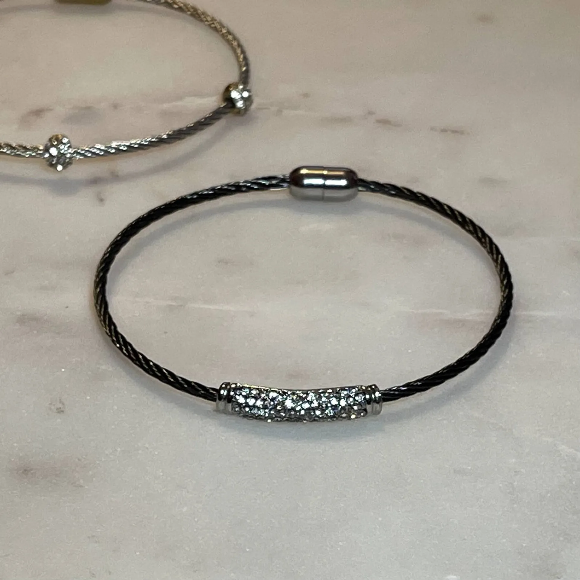 Two Magnetic Closure Cable Bracelets Silver - Image 4