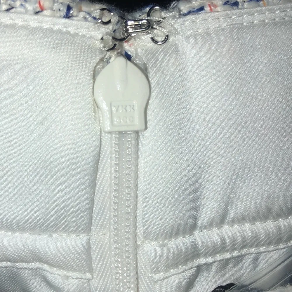 Eli Tahari Plaid Tweed A-Line Miniskirt Blue Ivy Size 14 - Image 9