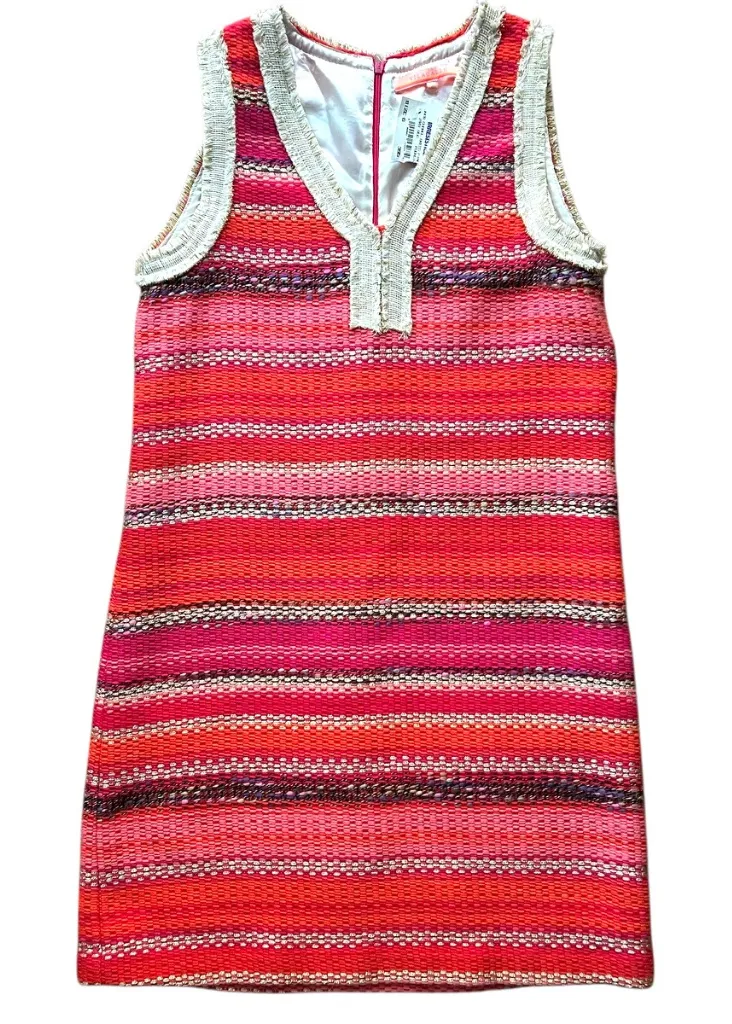 Vilagallo Dress Small Tweed Classic Retro 60s Style 40 Made in Europe Gold Boho Red - Image 2