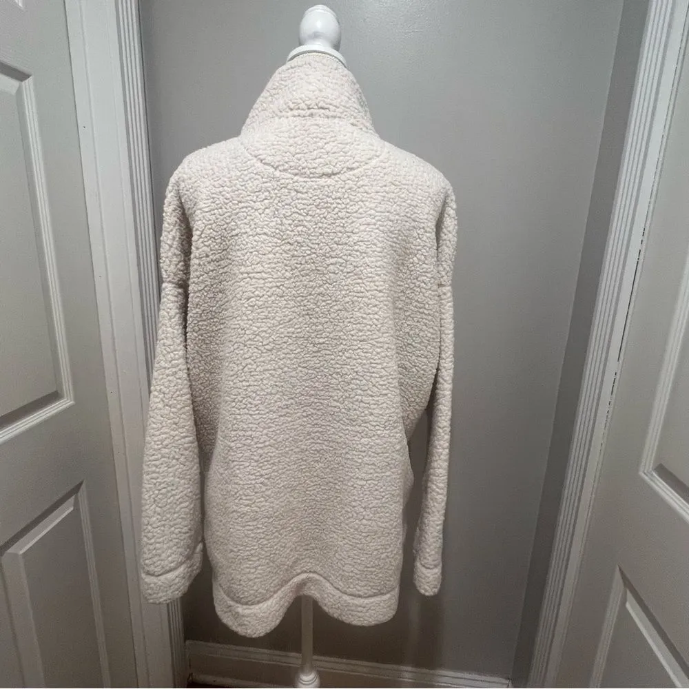 Aerie Sherpa half button sweater with pockets women's size large oversized fit - Image 13