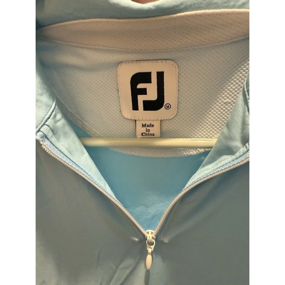 Women's Footjoy Quarter Zip Golf Pullover Size Medium White And Blue M - Image 4