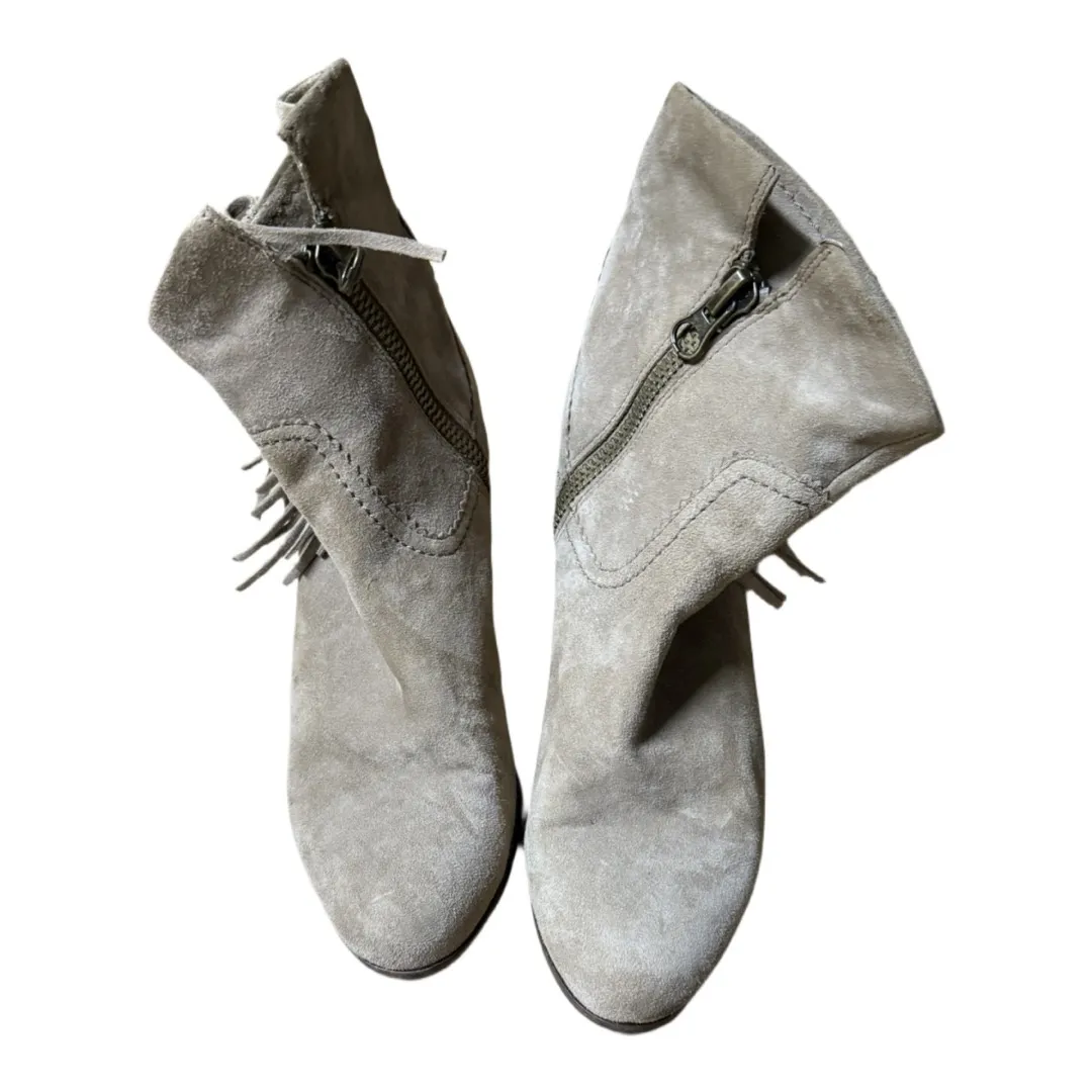 Sam Edelman Louie Ankle Fringe Bootie Boot Tan Suede Women's Size 9 Boho Autumn - Image 3