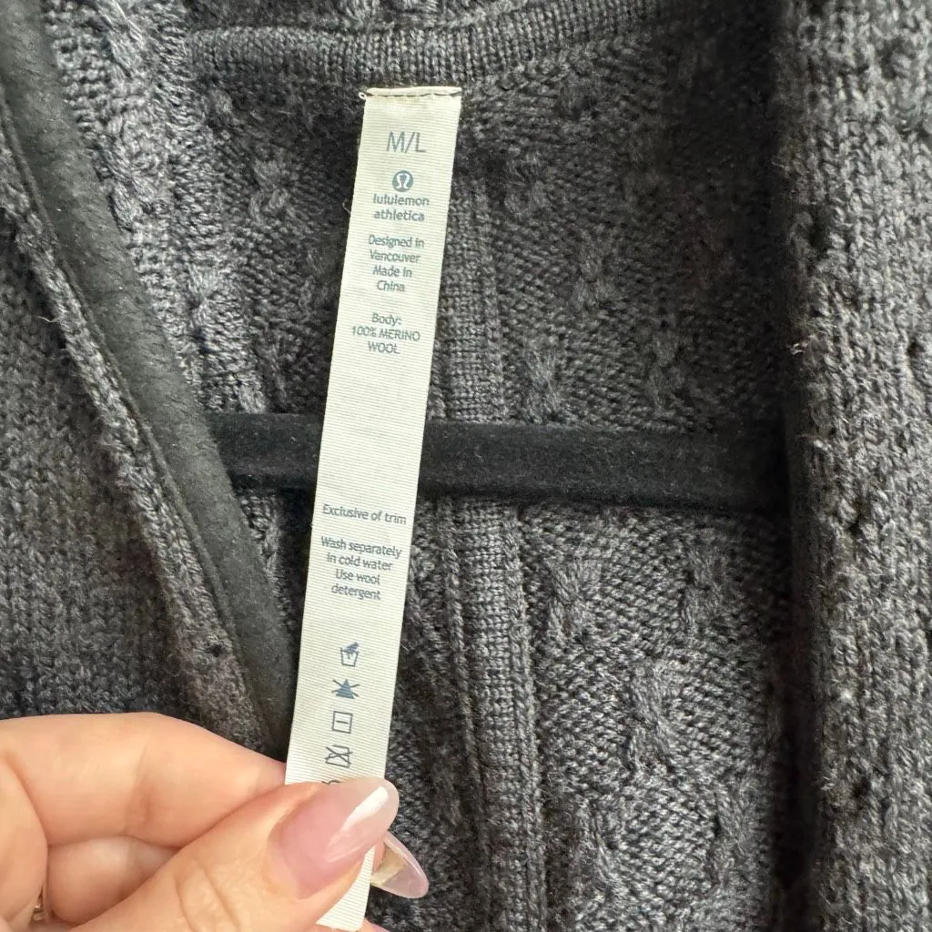 Lululemon Cardi All Day Chunky 100% Merino Wool Oversized Gray Cardigan Size M/L - Image 6