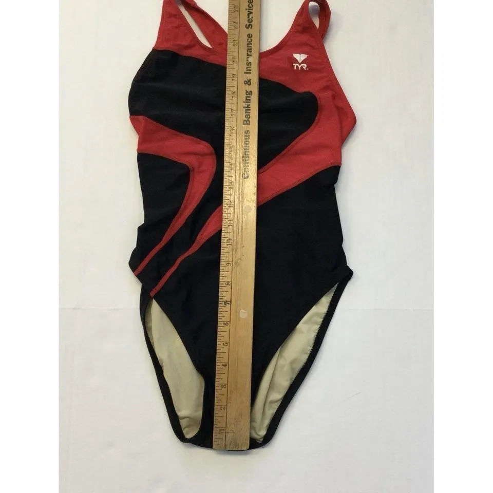 TYR Competition Lifeguard‎ 1 Piece Swimsuit Red & Black Size 32 Xtra Life Lycra - Image 3