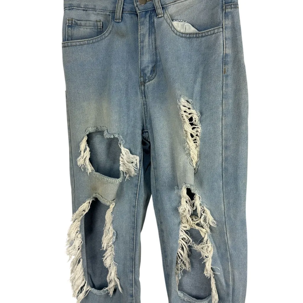 Distressed Denim Jeans Light Wash XXS Shein Women Casual Ripped Style - Image 2