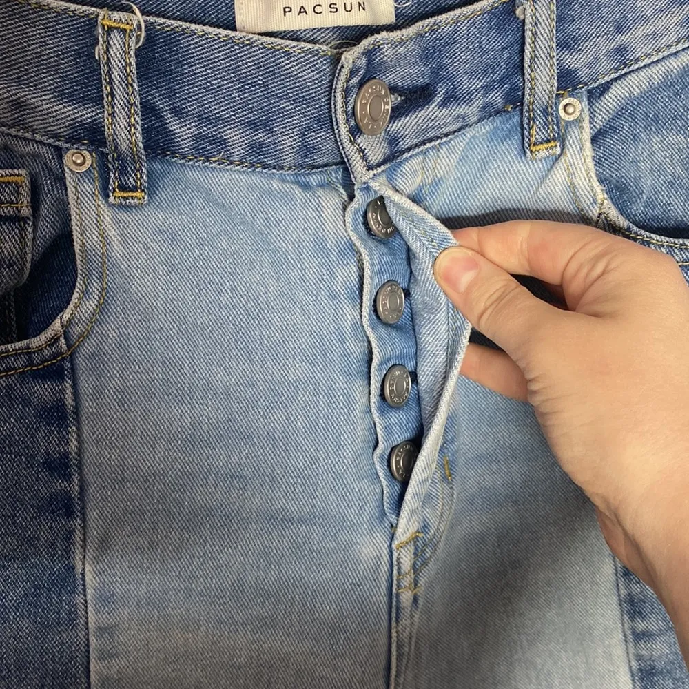 PacSun high rise straight leg rigid denim pieces two tone light wash jeans sz 26 - Image 6