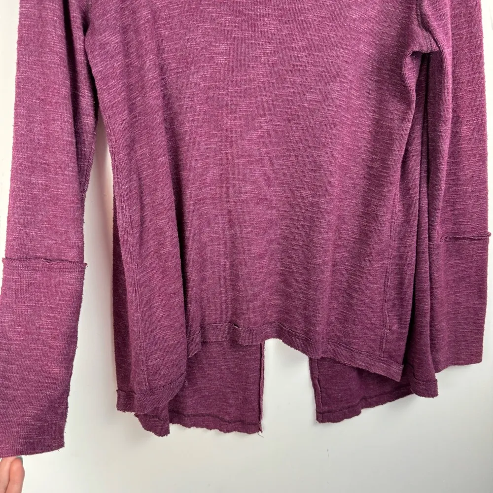Free People Split Open Back Knit Turtleneck Sweater Sz Medium Plum Purple - Image 8