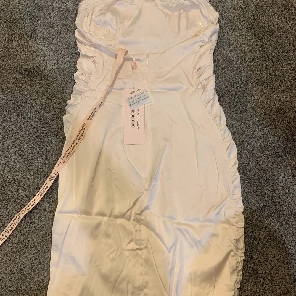 Oh Polly  Strapless Satin Dress - Image 3