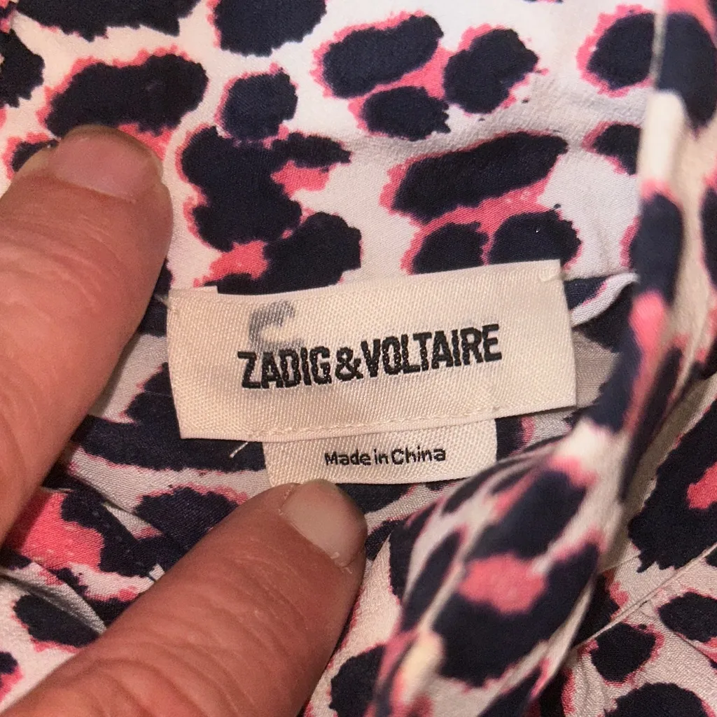 Zadig & Voltaire Rivali‎ Print Leo White and Purple Leopard Mini Dress Size Med - Image 7