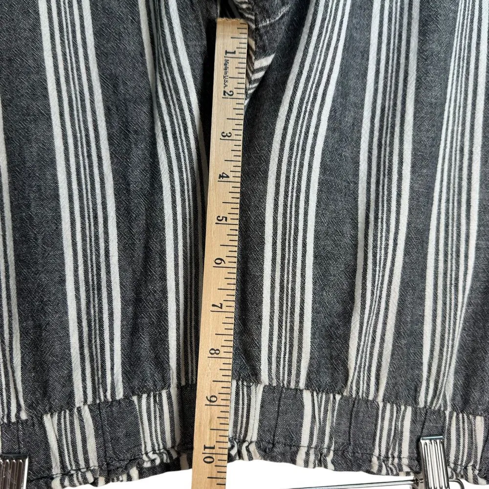 Olive + Oak Gray White Striped Wide Leg Palazzo Pants Linen Cotton Blend Size S‎ - Image 7