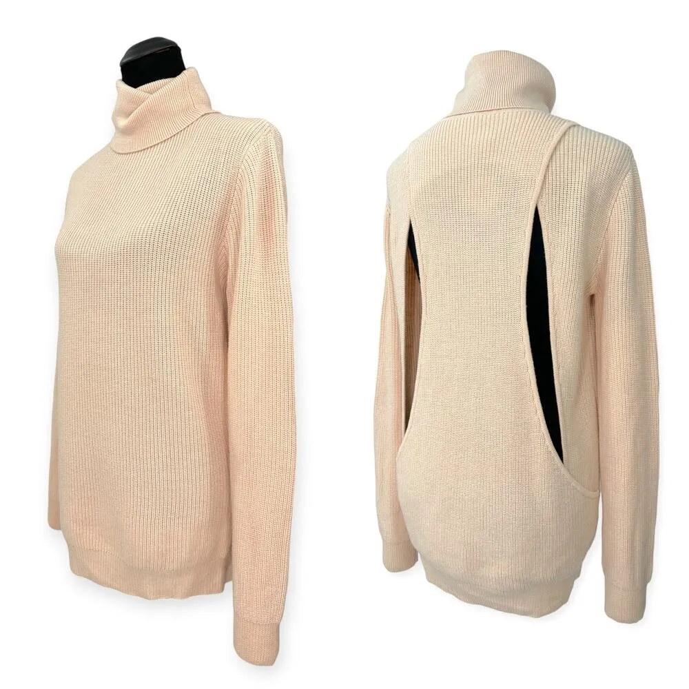 Haute Hippie | NWT | L | Merino Wool Slouchy Ribbed Knit Cut-Out Back Turtleneck - Image 5