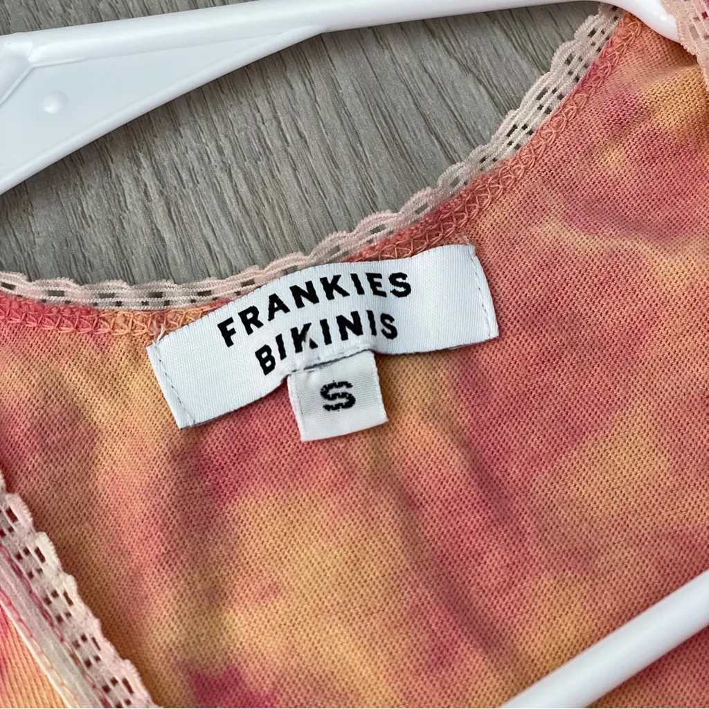 Frankies Bikinis Tank Top tie dye sherbert heart womens Orange (small) casual - Image 2