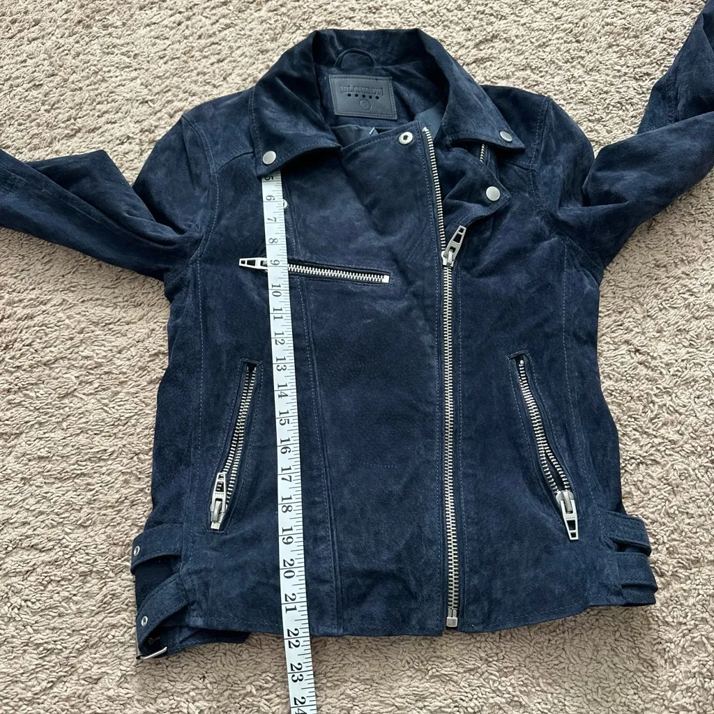 Blanknyc Suede Leather Moto Biker Jacket Size Small Blue Leather Full Zip - Image 11