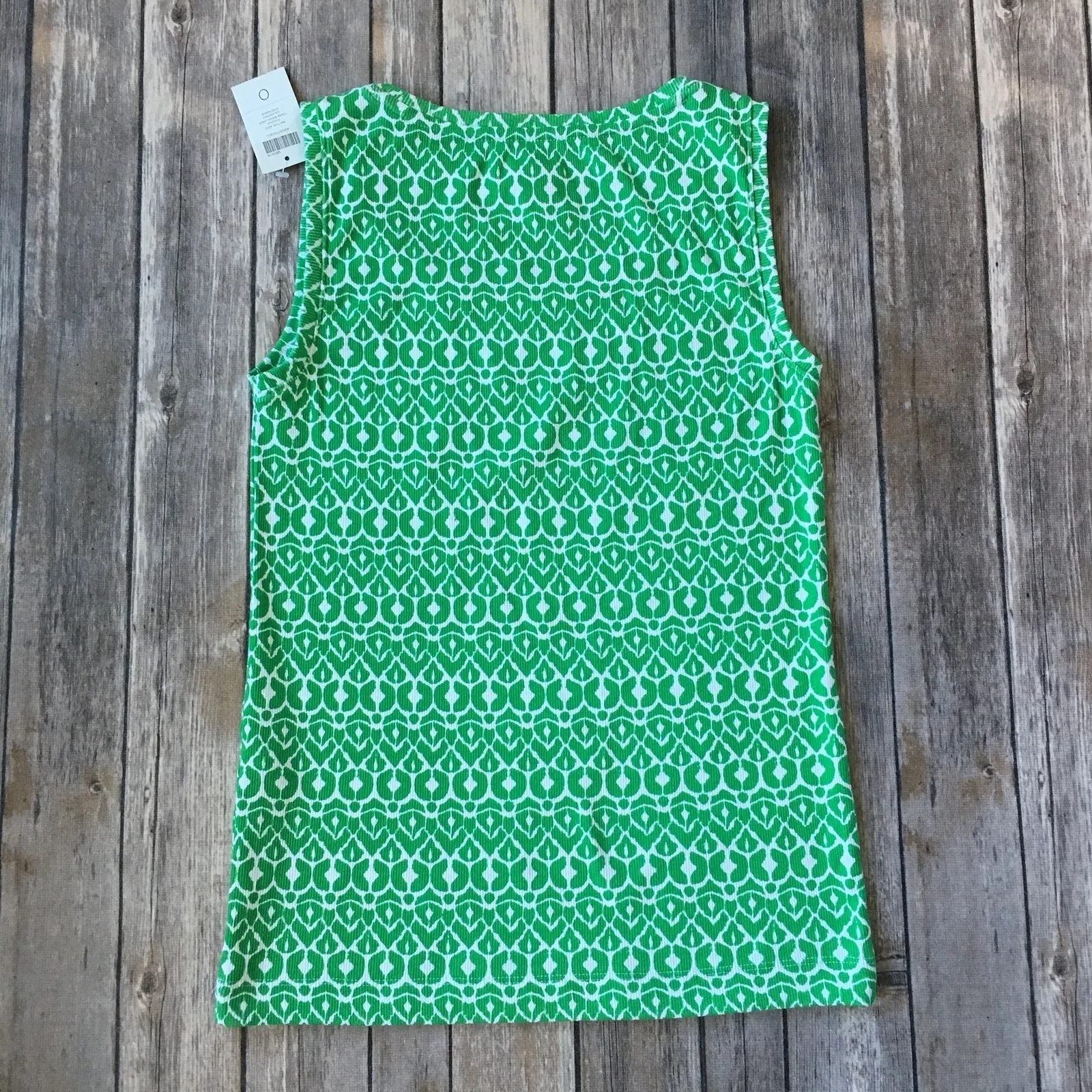 New Chicos Tank Top 0 Womens XS 4 6 White Green Tribal Ethnic Print Ultimate Tee - Image 6