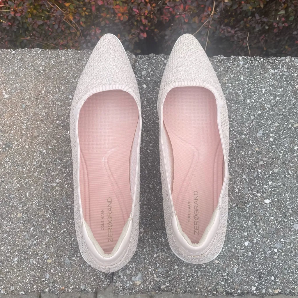 Cole Haan Zerogrand Shimmer Pointy Toe Light Pinkish/Beige Flats Wmn’s Size 10B - Image 2
