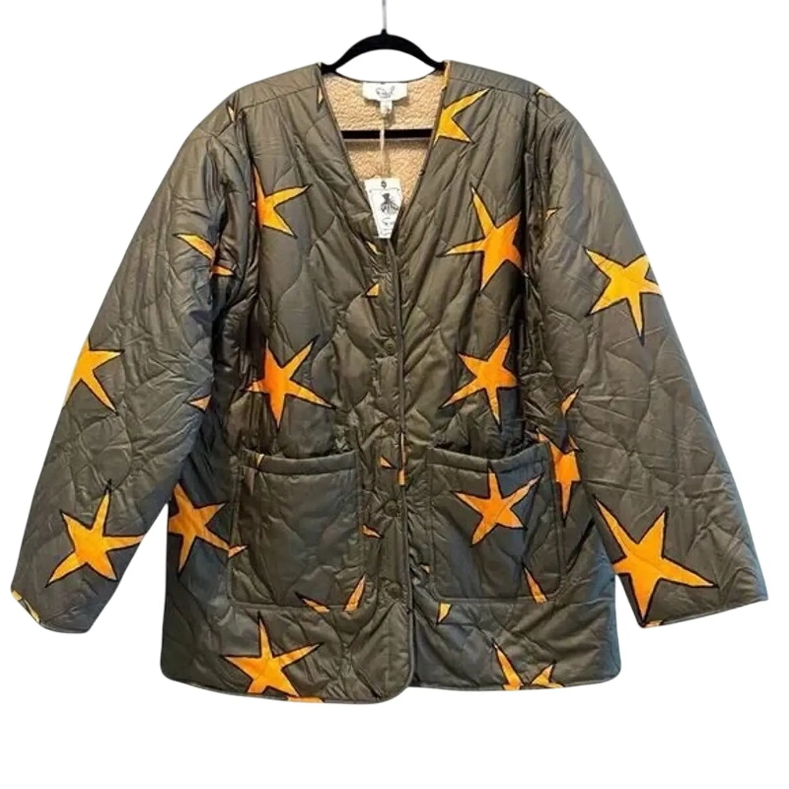 EASEL Reversible Jacket Quilted Starfish or Schnauzer Sherpa, Size L New w/ Tag - Image 13