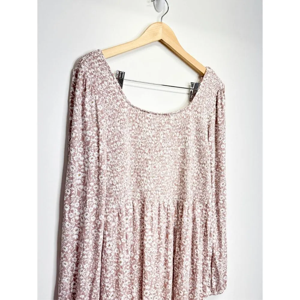 True Craft Dress Blouson XL Sleeve Floral Printed Smocked Mini Dress - Image 6