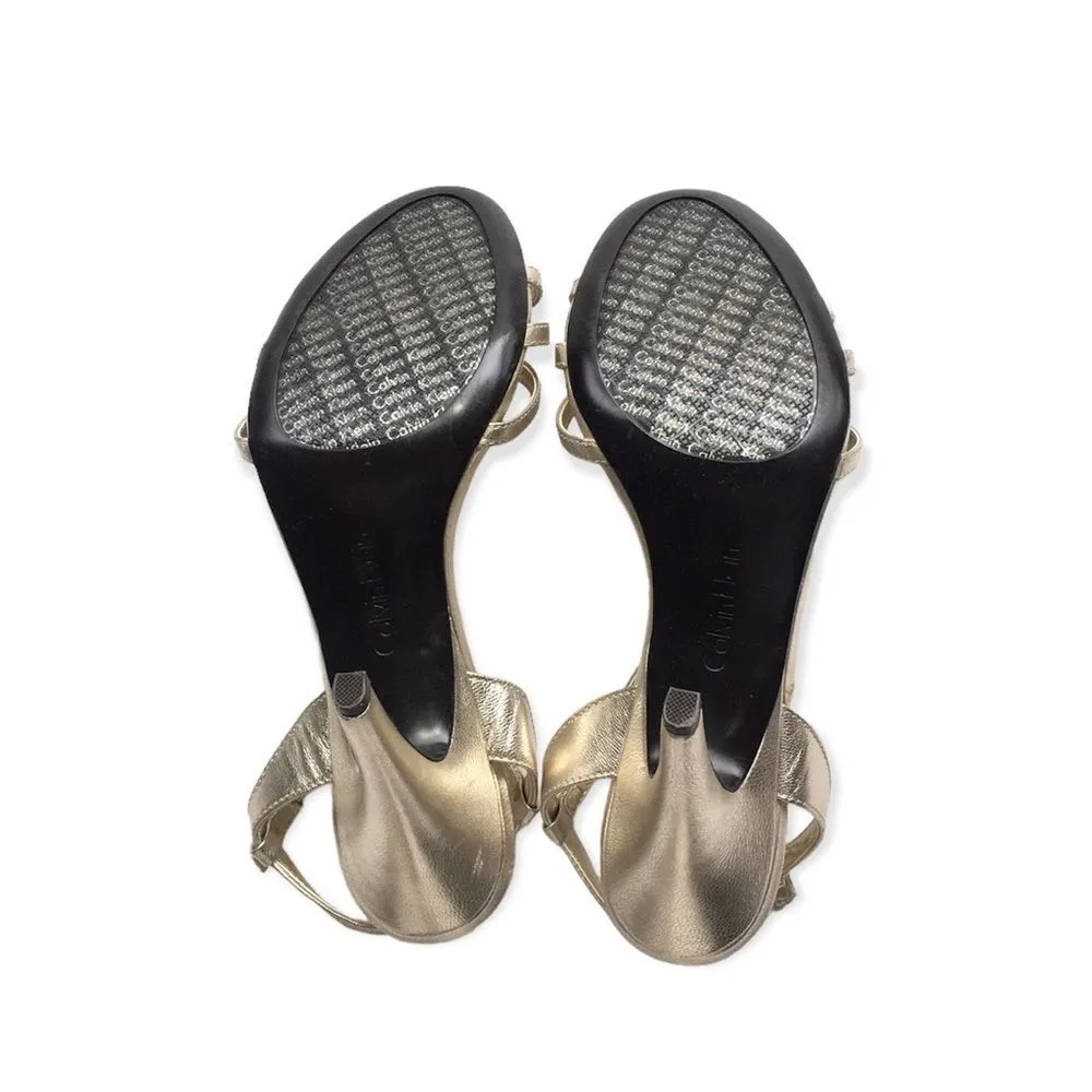 🔃Calvin Klein Gold Open Toe High Heels - Image 7