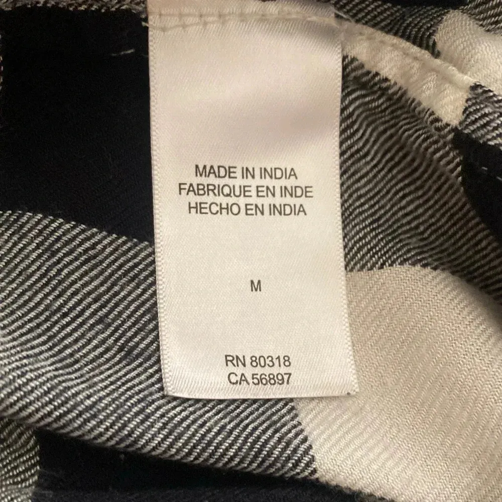 💥Lucky Brand Women Buffalo Plaid Buttons Down Top Black & White M - Image 9