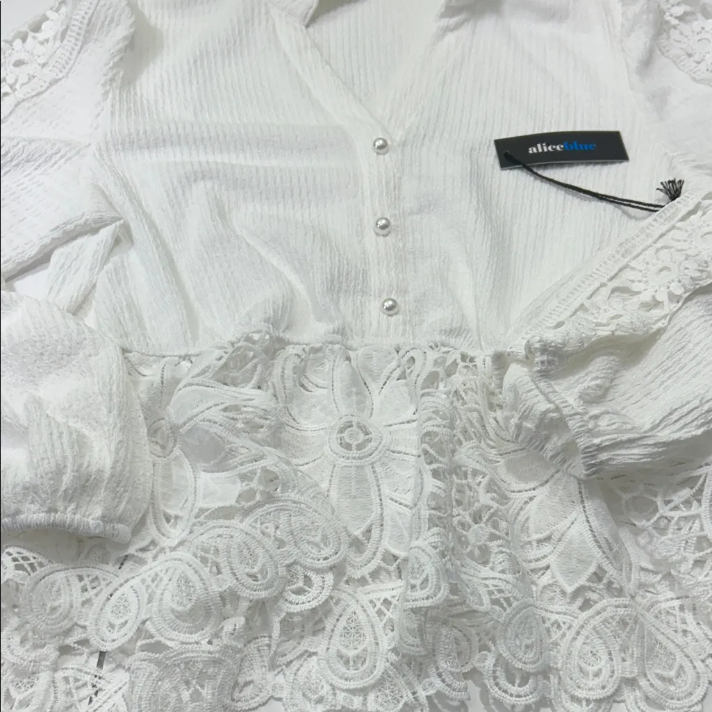 Alice Blue White Lace Peplum Blouse - Image 7