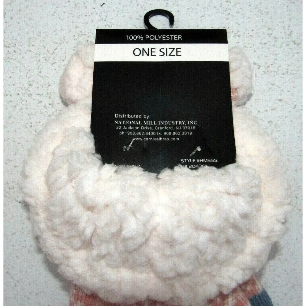 Women's Carnival Fashion Gray Red Sherpa Lined Socks with Grippers One Size NWT - Image 2