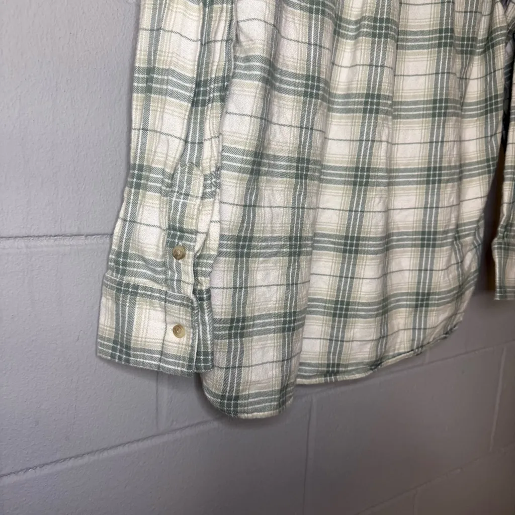 American Eagle Green Oversized Plaid Flannel Shirt Women’s Sz Small 100% Cotton - Image 8