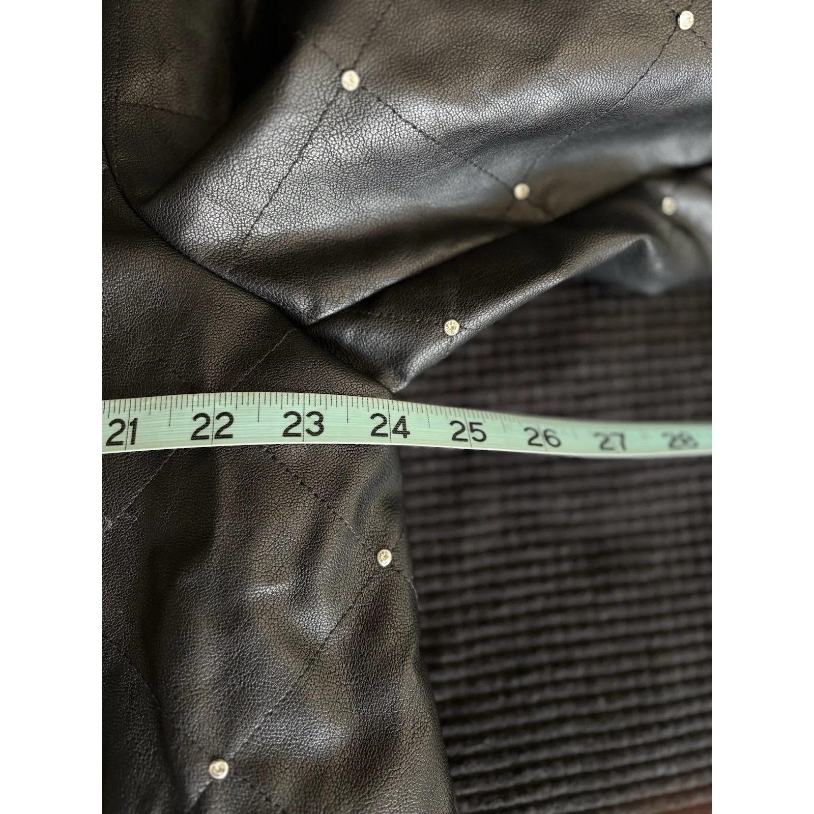 Roaman Faux Leather Jacket Quilted Rhinestones Pockets Zip Up Size 18W Lined EUC Black - Image 6