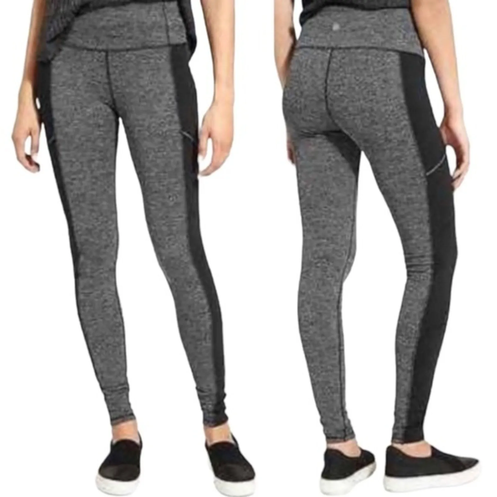 Athleta Leggings Drifter Moto Black & Gray Herringbone Pants Women’s Size Small - Image 11